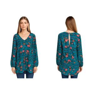 SHOW ME YOUR MUMU Donna Michelle Tunic Top Floral Boho Long Sleeve Size Large